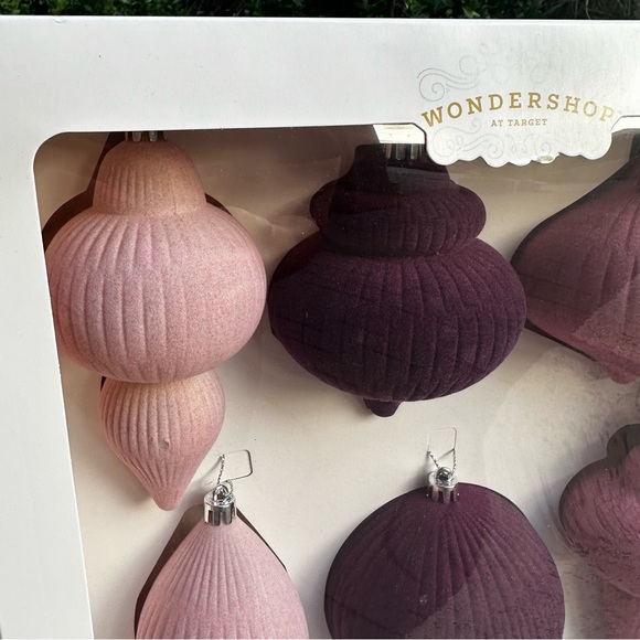 Target wondershop finial flocked ornament pink purple set of 6 pack - Picture 10 of 10
